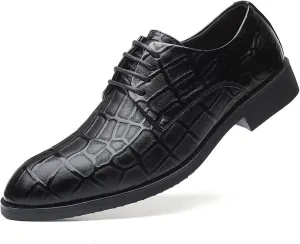 Formal Shoes Dress Oxford for Men Lace Up Round Toe Derby Shoes Vegan Leather Anti-Slip Low Top Block Heel Resistant Non Slip Prom