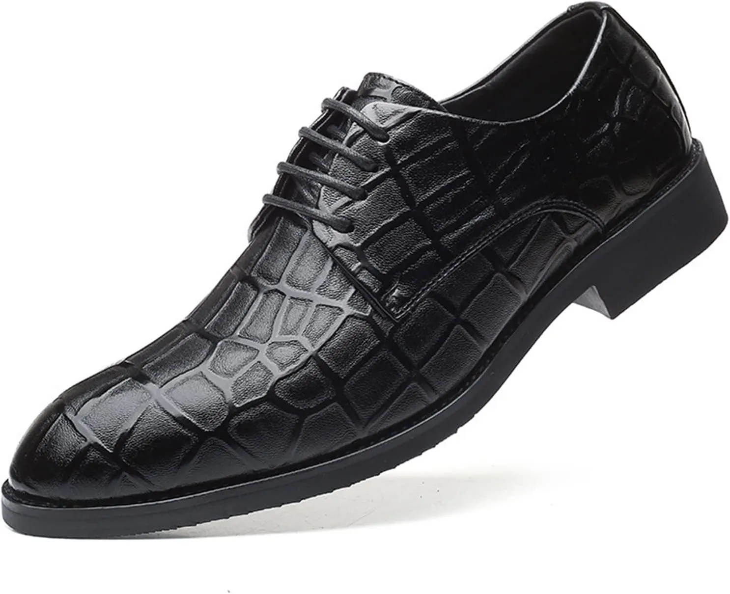 Formal Shoes Dress Oxford for Men Lace Up Round Toe Derby Shoes Vegan Leather Anti-Slip Low Top Block Heel Resistant Non Slip Prom