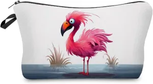 Funny Flamingo Makeup Bag Cute Small Organizer Zipper Pouch Funny Flamingo Cosmetic Bag Birthday Present for Women Friends -1