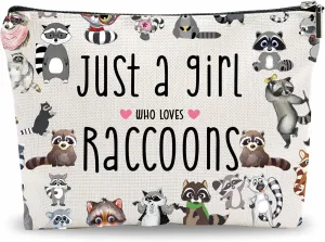 Funny Makeup Bag Gift, Who Loves Raccoon, Motivational Travel Bag, Full Prints Animals Theme Toiletry Bag For Women, Birthday Gift, Women Accessories - (A010)