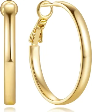 GIORGIA GIBBS 14K Gold Hoop Earrings for Women Trendy Gold Earrings Polished Chunky Hoop Earring Classic Dainty Earring Hoops 20 MM