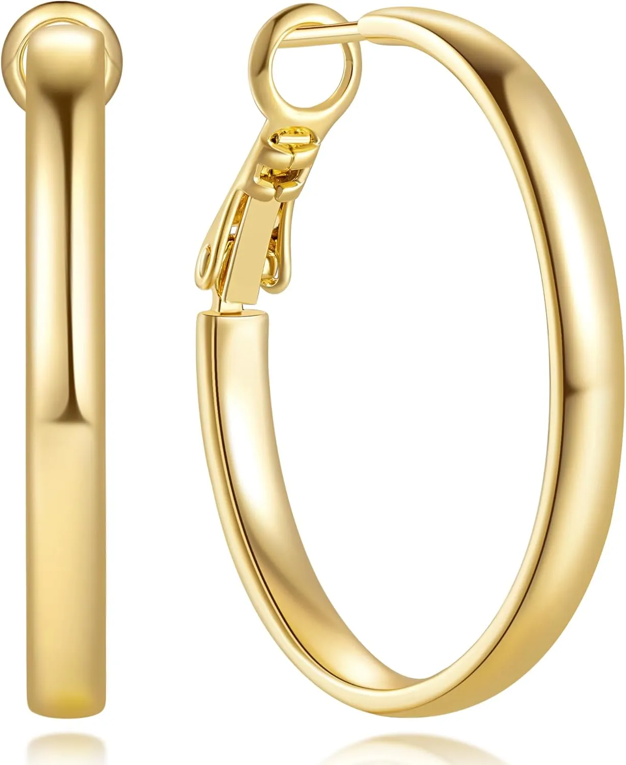 GIORGIA GIBBS 14K Gold Hoop Earrings for Women Trendy Gold Earrings Polished Chunky Hoop Earring Classic Dainty Earring Hoops 20 MM