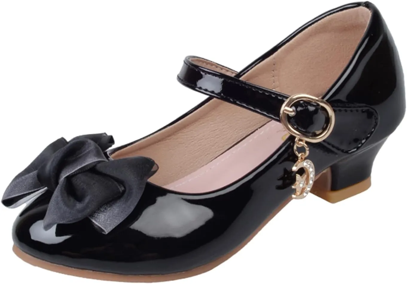 Girls Dress Mary Jane Bow Shoes for Girls with Low Heel Princess Flower Ballet Flat for Wedding School Party