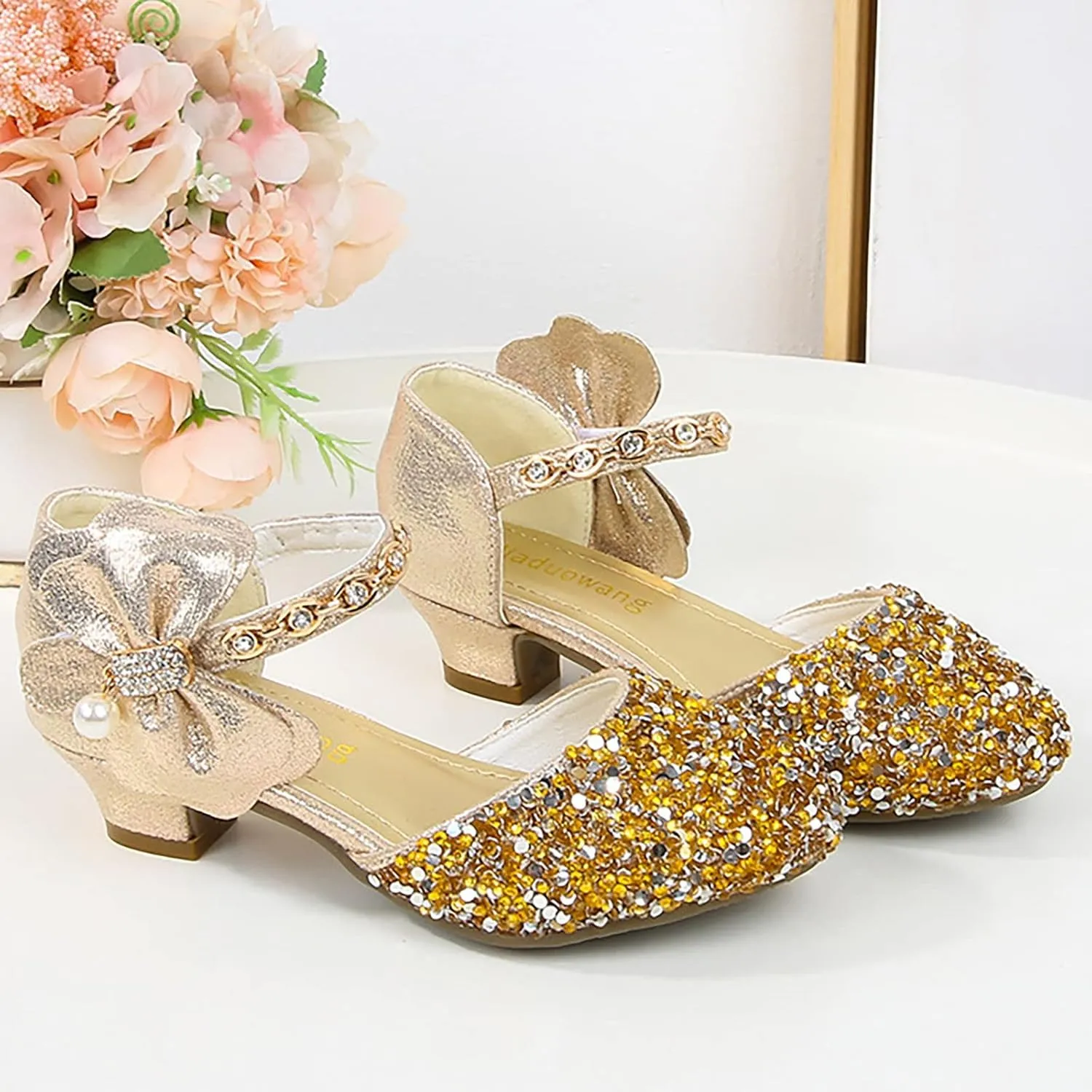 Girls Low Heeled Shoe Dress Shoes Rhinestone Bows Low Heel Princess Flower Wedding Party baby clothes bundles for girls