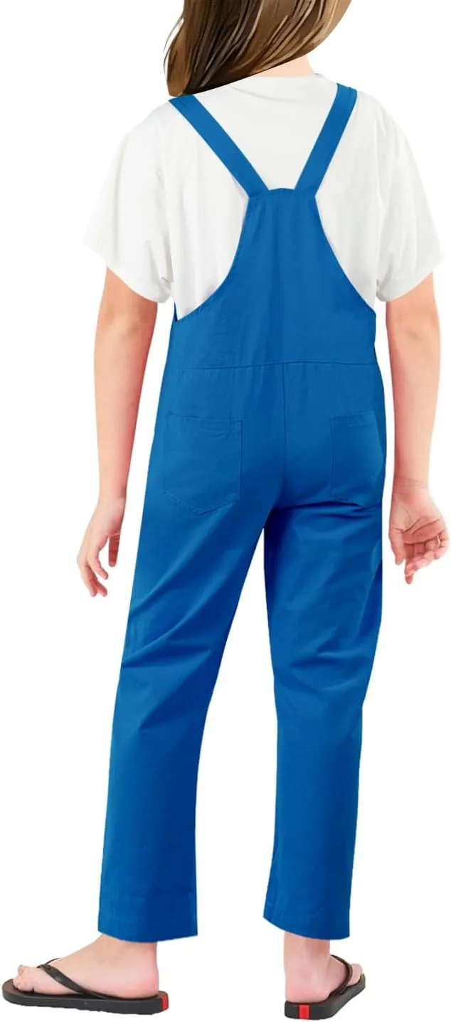 Girls Overalls Sleeveless Adjustable Jumpsuits Kids Casual Loose Romper Cute Long Pants with Pockets