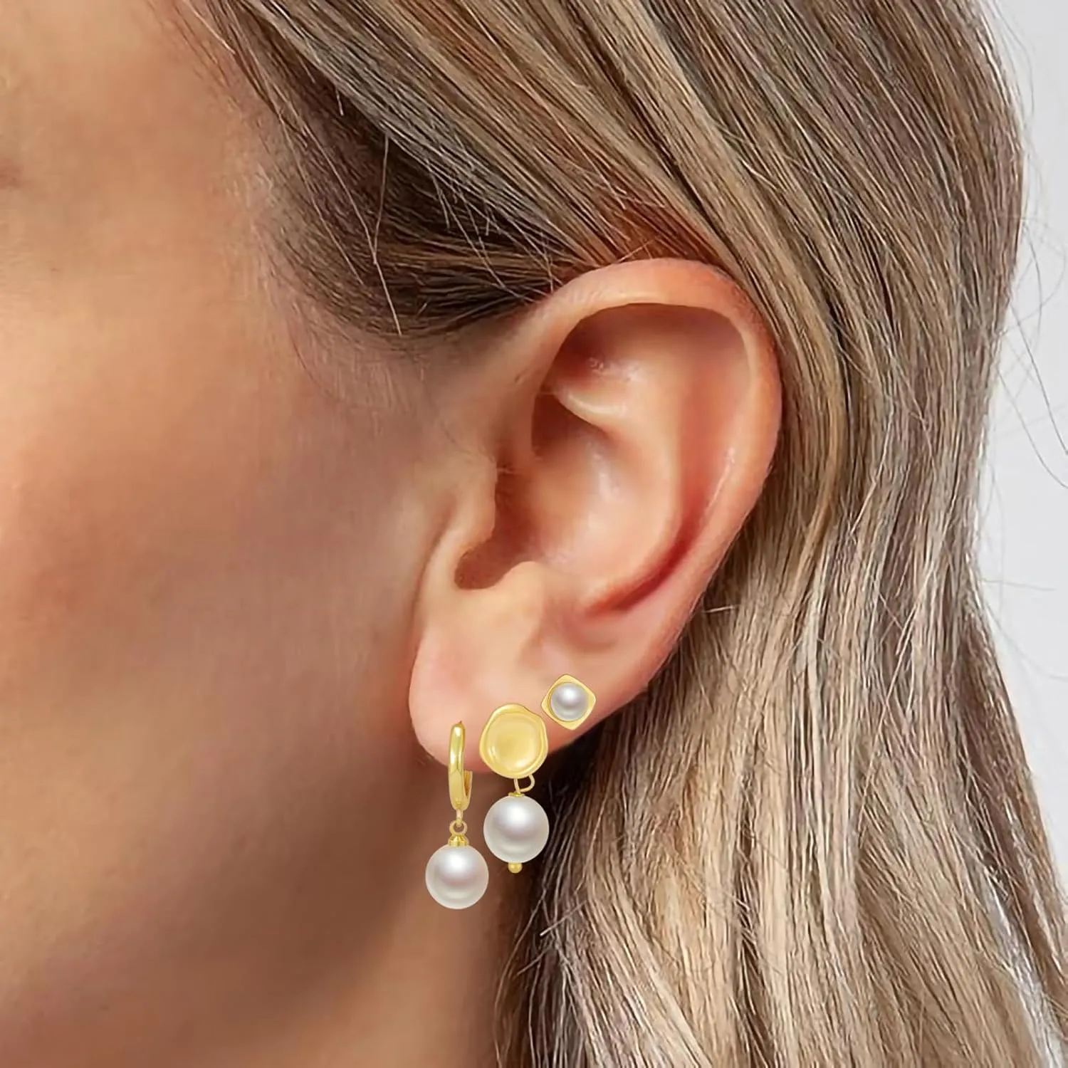 Gold Chunky Hoop Earrings Lightweight Hoop Earrings for Women Multipack Hypoallergenic, Thick Open Twisted Huggie Hoops Earring Set Gold Jewelry Gifts