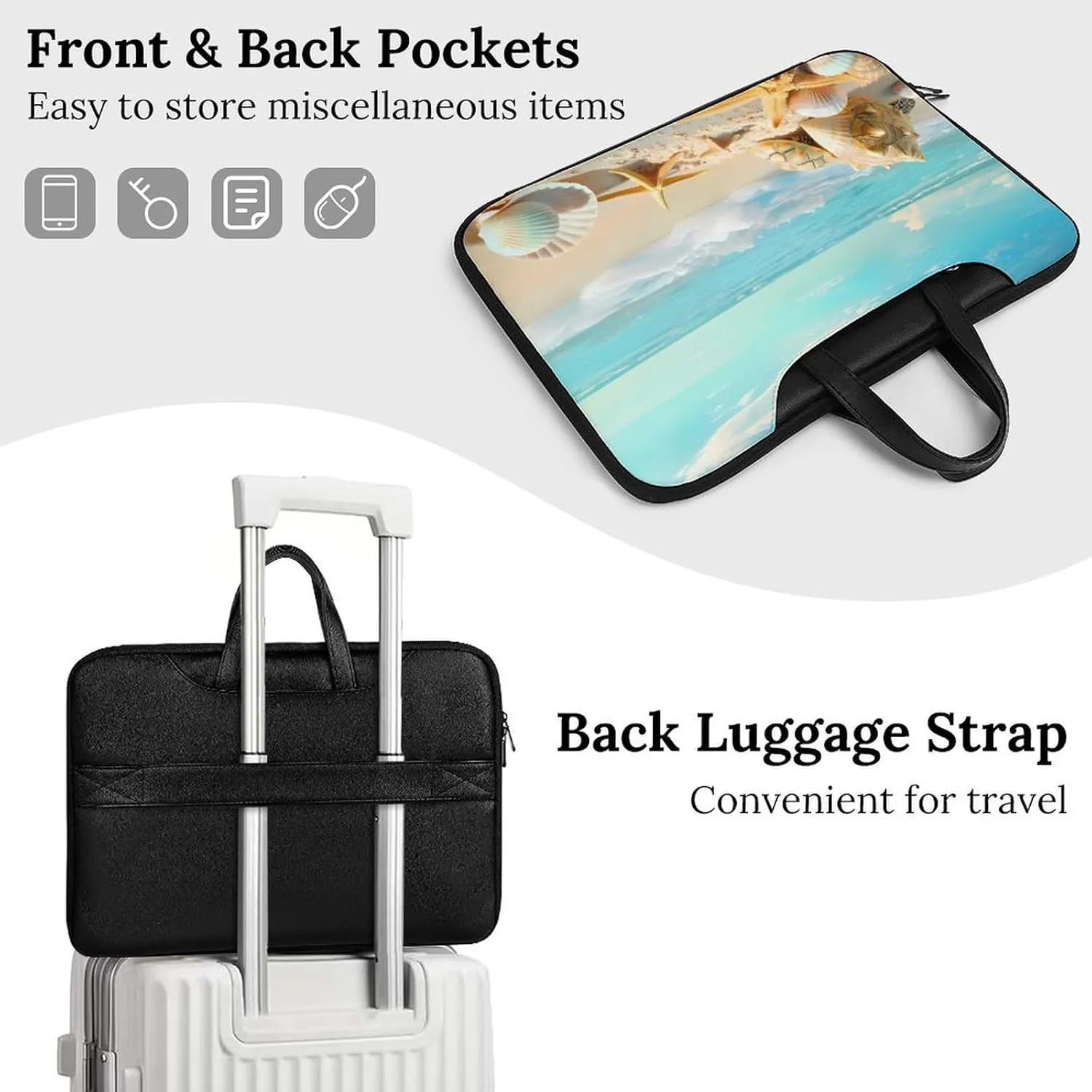 Hawaiian Starfish on Beach Laptop Tote Bag Waterproof Computer Carrying Case Business Office Briefcase
