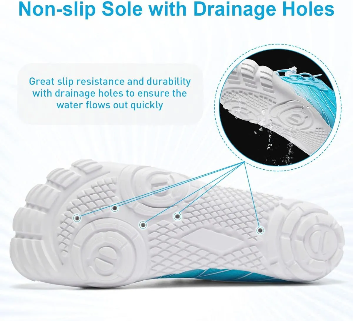 HIITAVE Water Shoes Non Slip Aqua Shoes Barefoot Quick Dry Lightweight with Beach River Swim Pool for Men Women Gradient Color