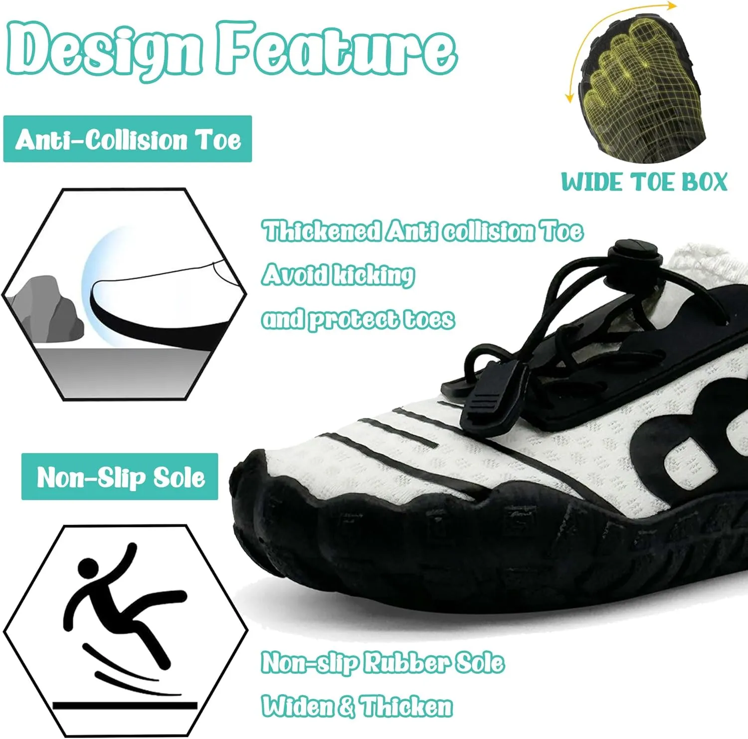 Hike Barefoot Shoes for Women Men Breathable Slip-on Barefoot Water Shoes with Wide Toe Box Non-Slip Athletic Footwear for Hiking Walking Pool Beach Swim Aqua Sport