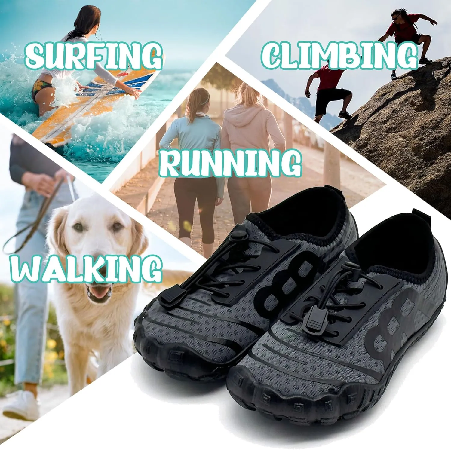 Hike Barefoot Shoes for Women Men Breathable Slip-on Barefoot Water Shoes with Wide Toe Box Non-Slip Athletic Footwear for Hiking Walking Pool Beach Swim Aqua Sport