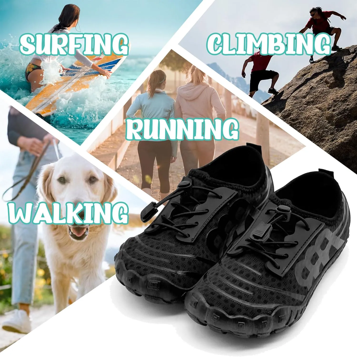 Hike Barefoot Shoes for Women Men Breathable Slip-on Barefoot Water Shoes with Wide Toe Box Non-Slip Athletic Footwear for Hiking Walking Pool Beach Swim Aqua Sport