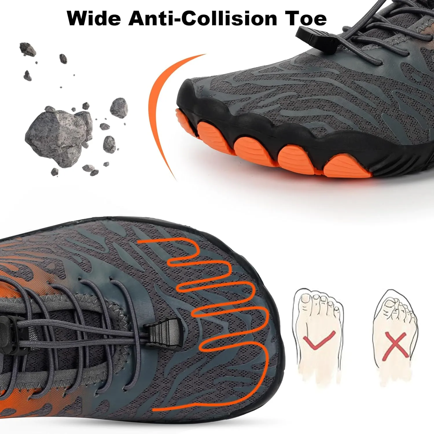 Hike Barefoot Water Shoes, Grounded Footwear Pro Barefoot Shoes Women Men, Non-Slip Athletic Hiking Trail Running Shoe, Breathable Zero Drop Water Shoe Wide Toe Box