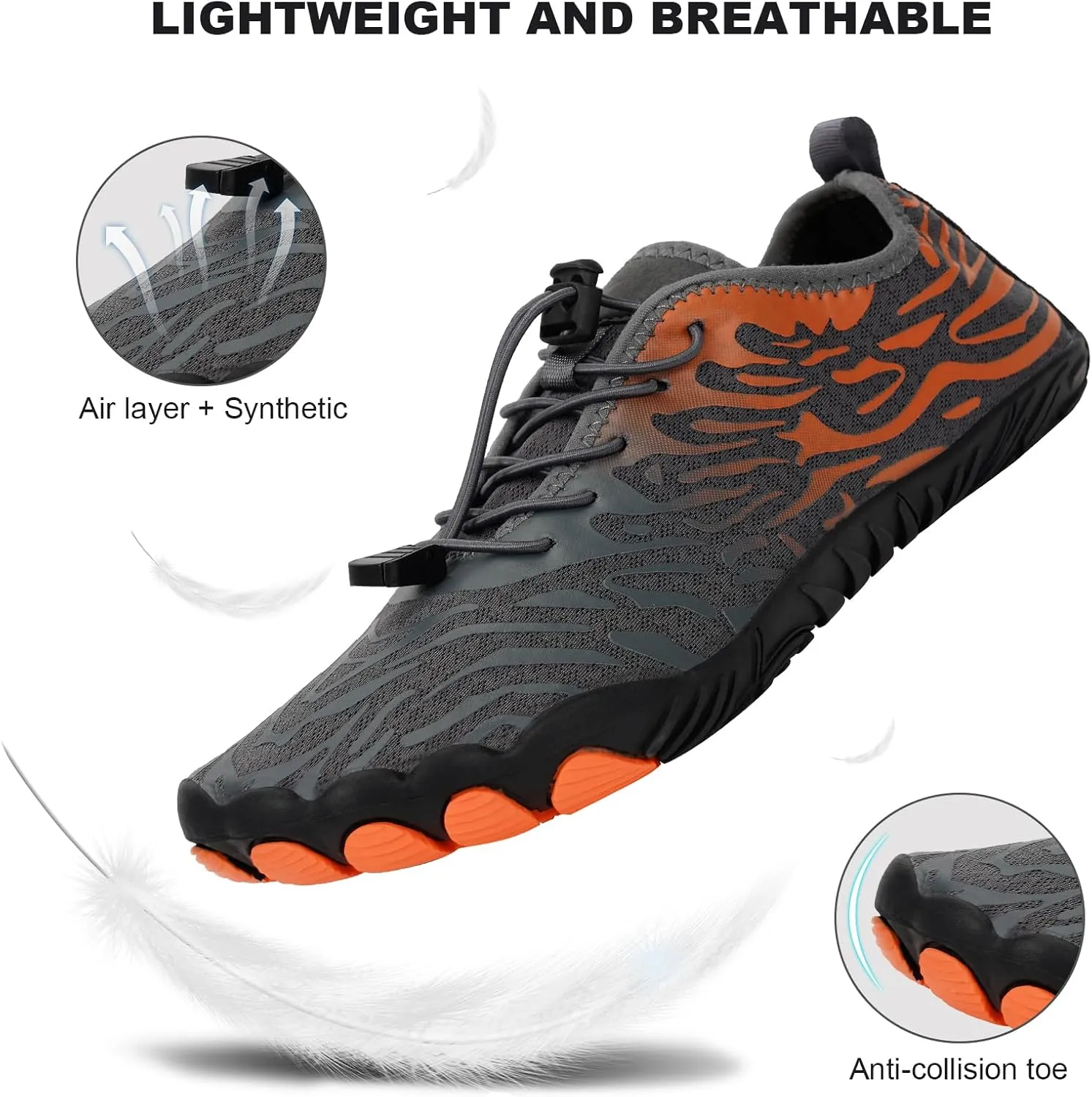 Hike Barefoot Water Shoes, Grounded Footwear Pro Barefoot Shoes Women Men, Non-Slip Athletic Hiking Trail Running Shoe, Breathable Zero Drop Water Shoe Wide Toe Box