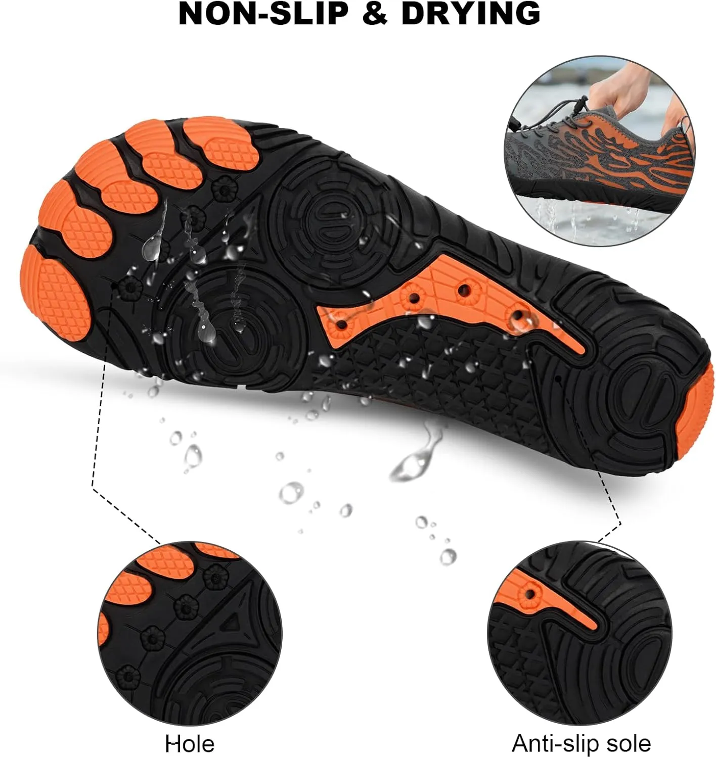Hike Barefoot Water Shoes, Grounded Footwear Pro Barefoot Shoes Women Men, Non-Slip Athletic Hiking Trail Running Shoe, Breathable Zero Drop Water Shoe Wide Toe Box