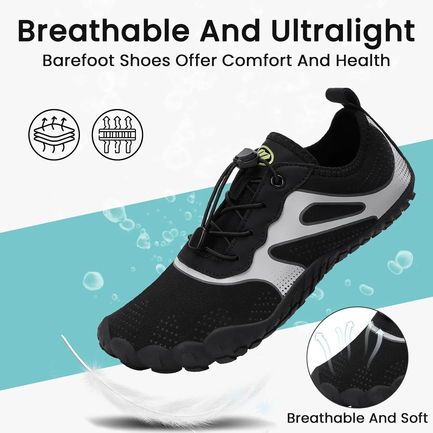 Hike Barefoot Water Shoes Women Men, Newly Water-Drops Pattern Pro Minimalist Shoe Quick Dry Wide Toe Breathable & Non-Slip for Hiking Beach Aqua Surf Swim