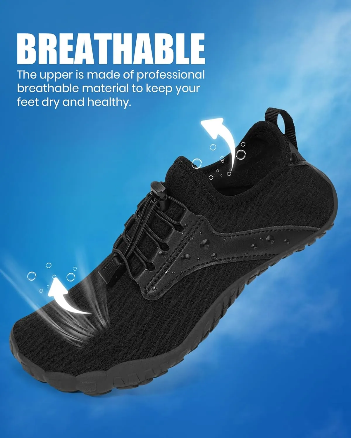 Hike Barefoot Water Shoes Women Men, Newly Water-Drops Pattern Pro Minimalist Shoe Quick Dry Wide Toe Breathable & Non-Slip for Hiking Beach Aqua Surf Swim
