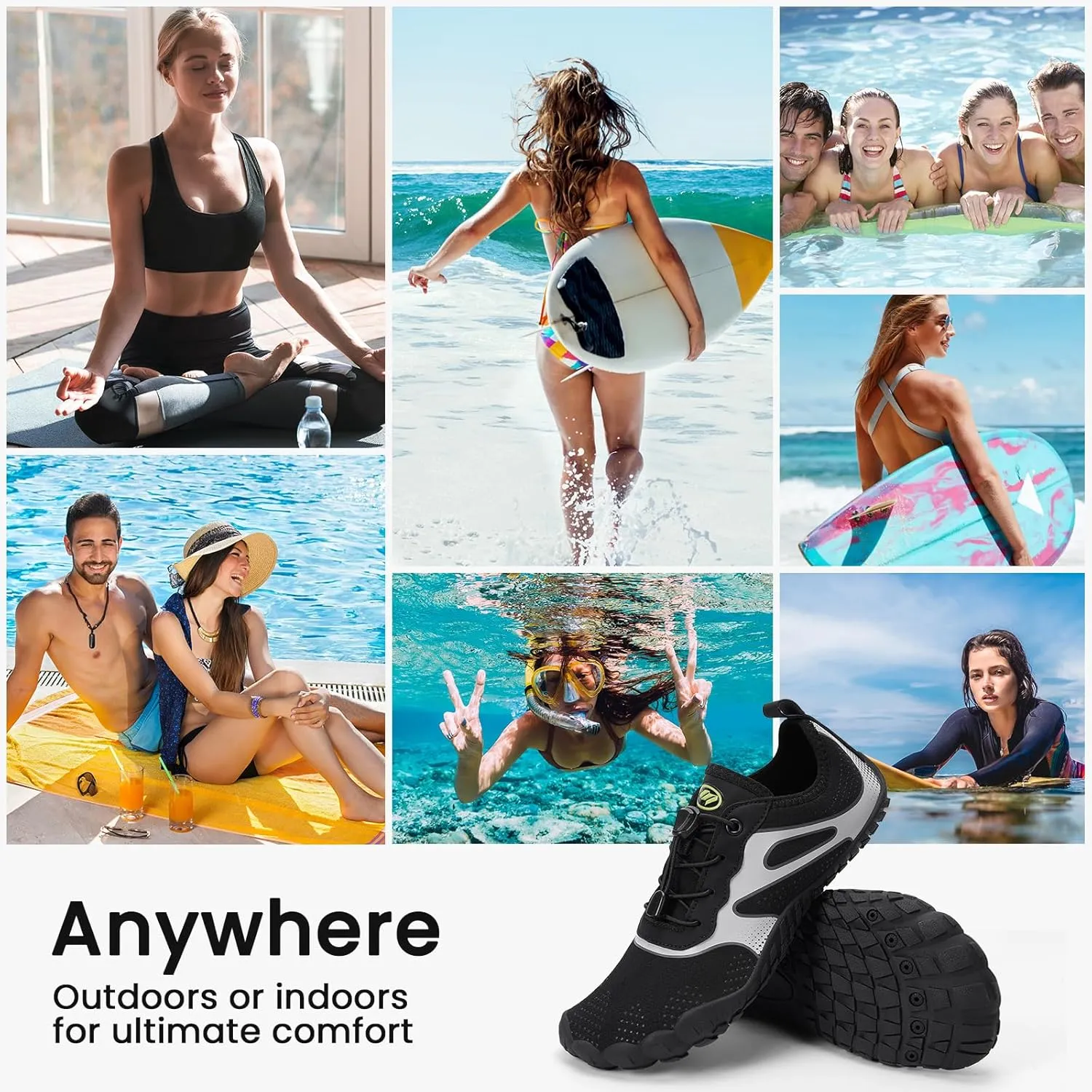 Hike Barefoot Water Shoes Women Men, Newly Water-Drops Pattern Pro Minimalist Shoe Quick Dry Wide Toe Breathable & Non-Slip for Hiking Beach Aqua Surf Swim