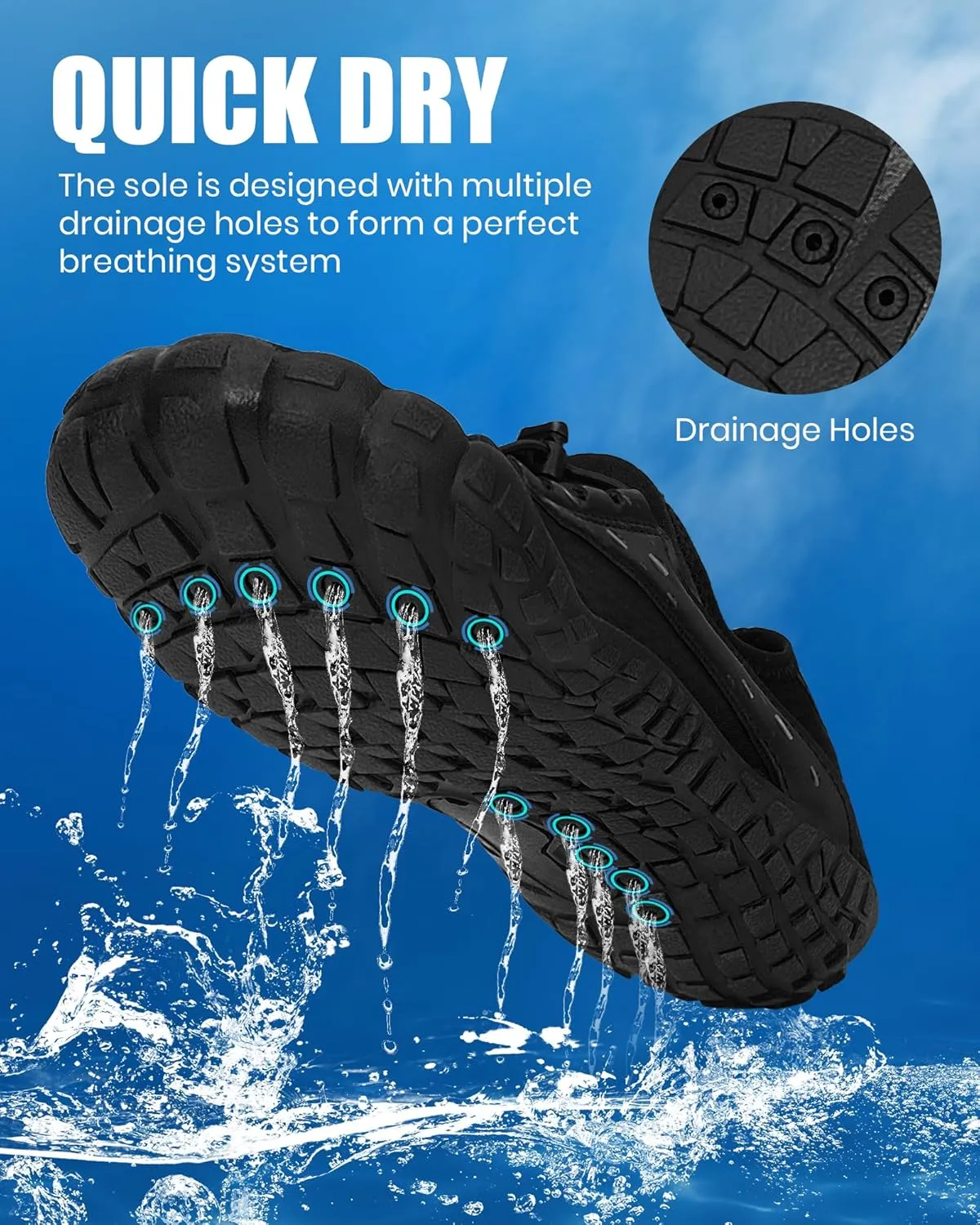 Hike Barefoot Water Shoes Women Men, Newly Water-Drops Pattern Pro Minimalist Shoe Quick Dry Wide Toe Breathable & Non-Slip for Hiking Beach Aqua Surf Swim