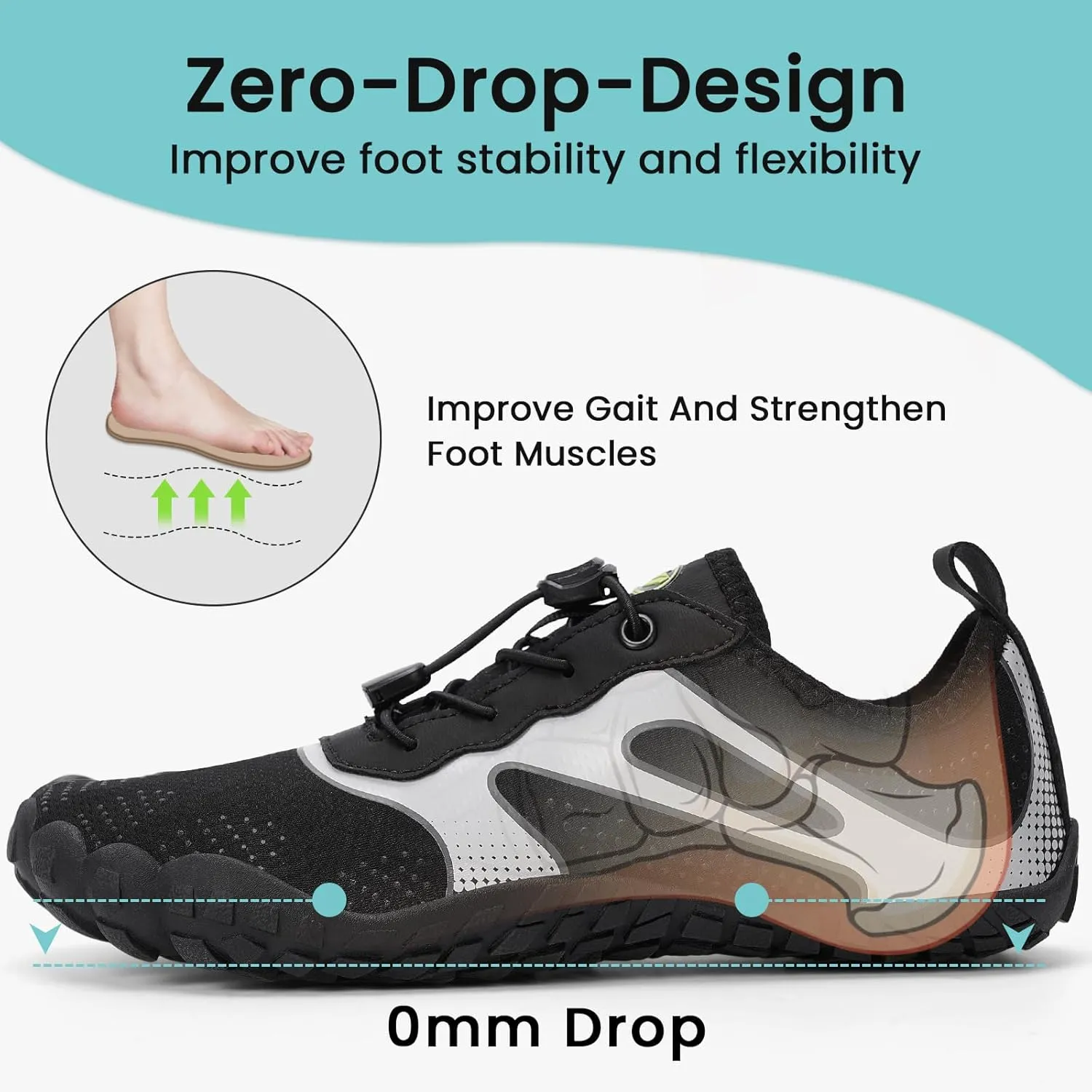 Hike Barefoot Water Shoes Women Men, Newly Water-Drops Pattern Pro Minimalist Shoe Quick Dry Wide Toe Breathable & Non-Slip for Hiking Beach Aqua Surf Swim