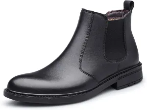 HOOENG Chelsea Boots for Men Elastic Bandage Vegan Leather Wearable Waterproof Slip on Anti-Slip Non Slip Casual Dress (Color : Black, Size : 8)