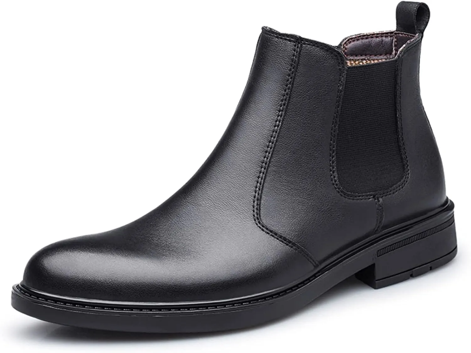 HOOENG Chelsea Boots for Men Elastic Bandage Vegan Leather Wearable Waterproof Slip on Anti-Slip Non Slip Casual Dress (Color : Black, Size : 8)