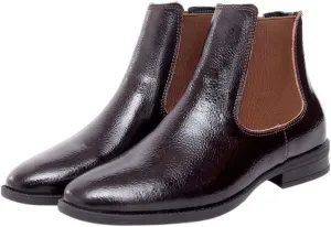 HOOENG Chelsea Boots for Men Round Toe Simple Leather Wearable Waterproof Anti-Slip On Non Slip Work Dress (Color : Brown Lined, Size : 7.5)