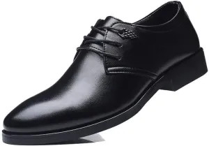 HOOENG Dress Oxford for Men Lace Up Round Toe Derby Shoes Vegan Leather Anti-Slip Block Heel Low Top Prom (Color : Black, Size : 8.5)