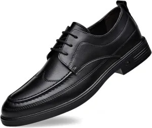 HOOENG Dress Oxford for Men Lace Up Wing Tip Apron Toe Derby Shoes Vegan Leather Rubber Sole Block Heel Slip Resistant Low Top Anti-Slip Business (Color : Black, Size : 6.5)