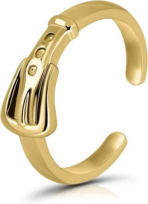 Hoops & Loops 925 Sterling Silver Belt Buckle Open Toe Ring for Women Men