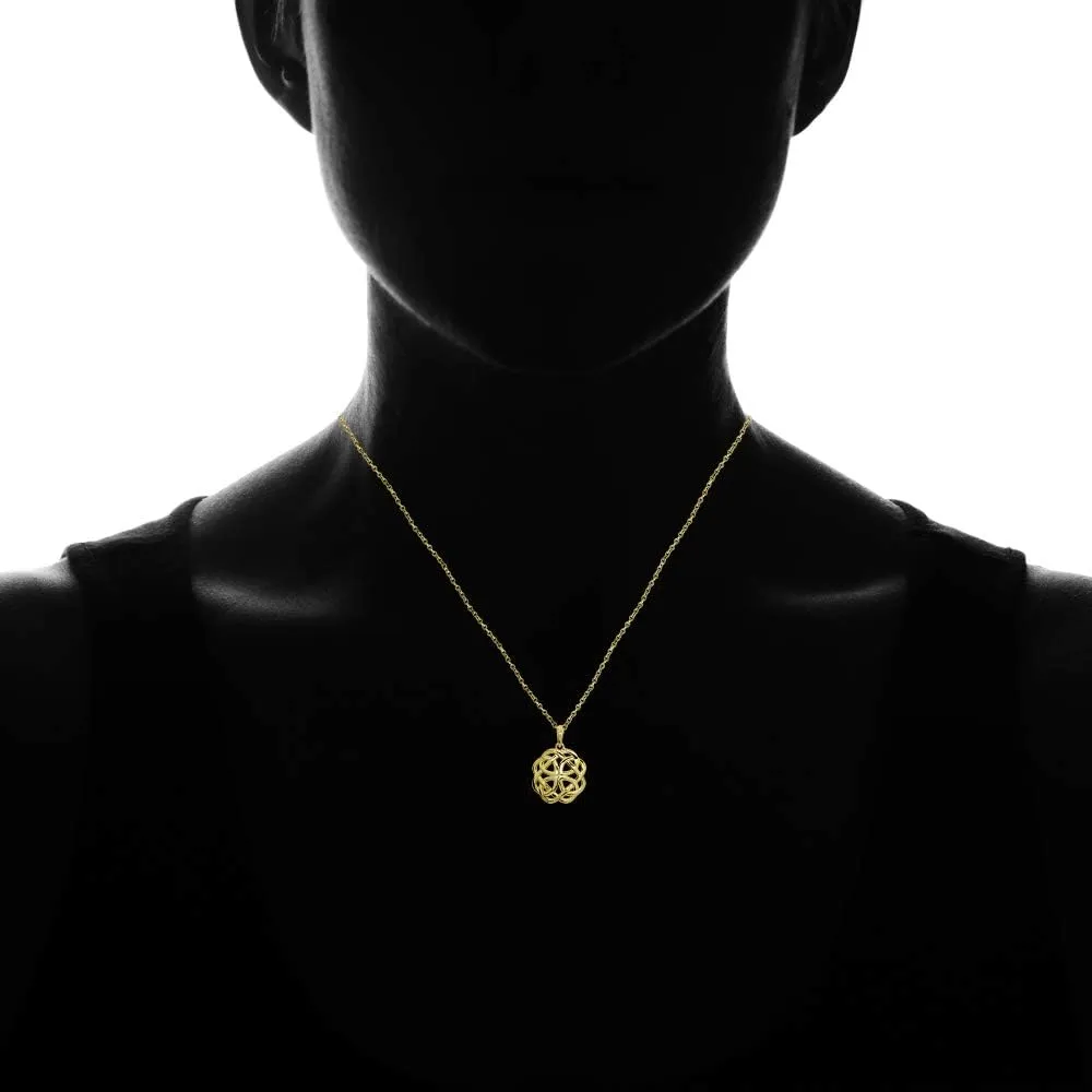 Hoops & Loops 925 Sterling Silver Polished Quaternary Celtic Knot Pendant Necklace for Women Men, Silver, Yellow Gold, Rose Gold