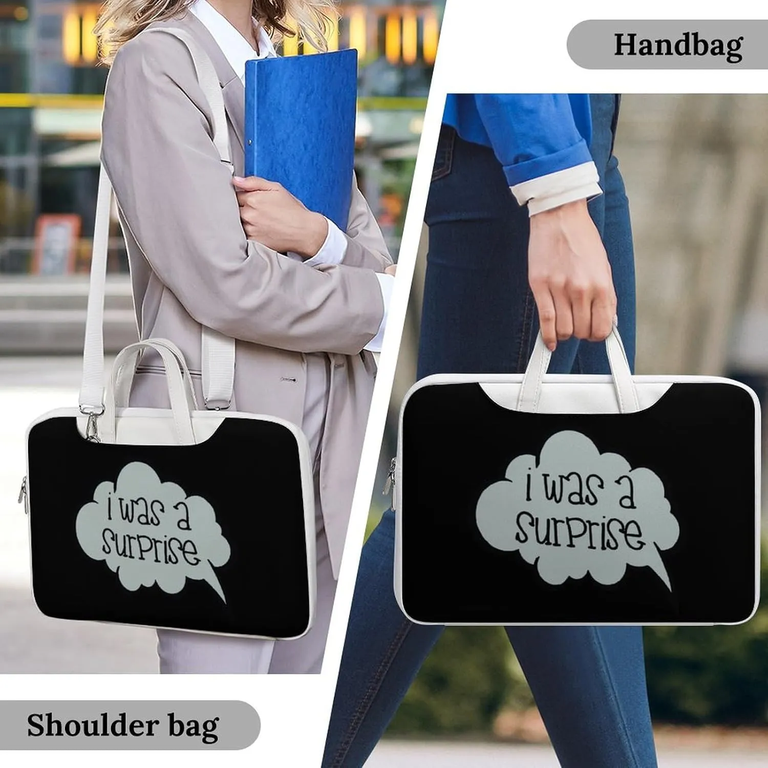 I Was A Surprise Leather Bag Laptop Case Slim Water Resistant Computer Bags with Handle Briefcase for Work