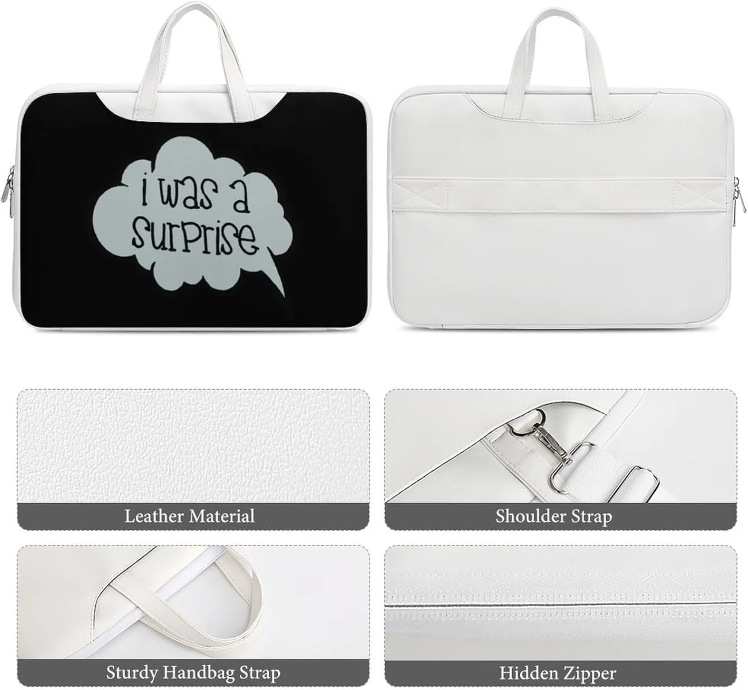 I Was A Surprise Leather Bag Laptop Case Slim Water Resistant Computer Bags with Handle Briefcase for Work
