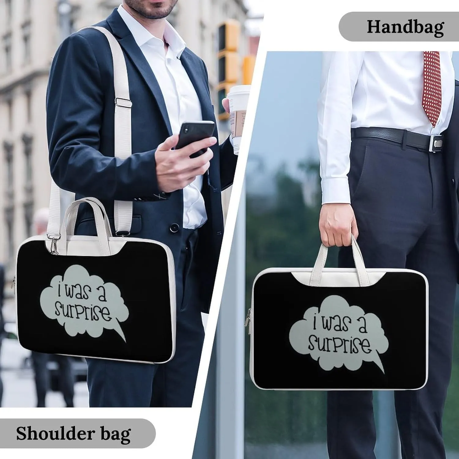 I Was A Surprise Leather Bag Laptop Case Slim Water Resistant Computer Bags with Handle Briefcase for Work