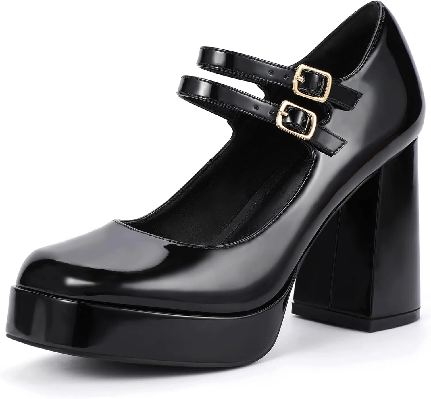IDIFU IN4 Mary Jane Shoes Platform Chunky High Heels Closed Toe Dress Shoes for Women Wedding Work Business Homecoming Party Shoes Comfortable Casual Dressy Square Toe Heels Pumps