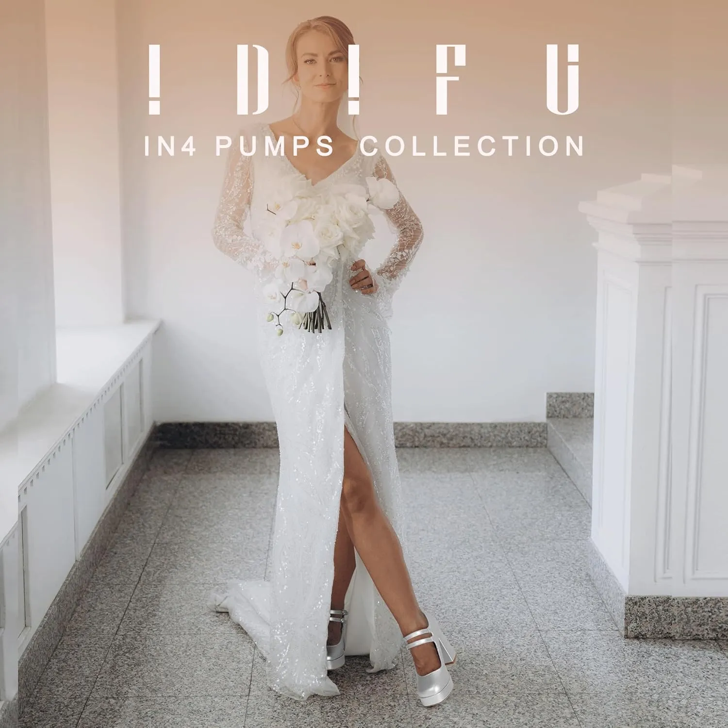 IDIFU IN4 Mary Jane Shoes Platform Chunky High Heels Closed Toe Dress Shoes for Women Wedding Work Business Homecoming Party Shoes Comfortable Casual Dressy Square Toe Heels Pumps