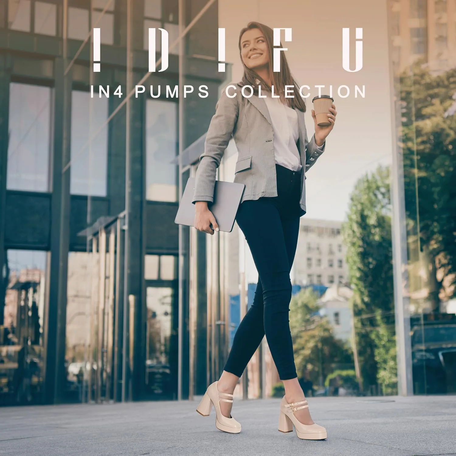 IDIFU IN4 Mary Jane Shoes Platform Chunky High Heels Closed Toe Dress Shoes for Women Wedding Work Business Homecoming Party Shoes Comfortable Casual Dressy Square Toe Heels Pumps