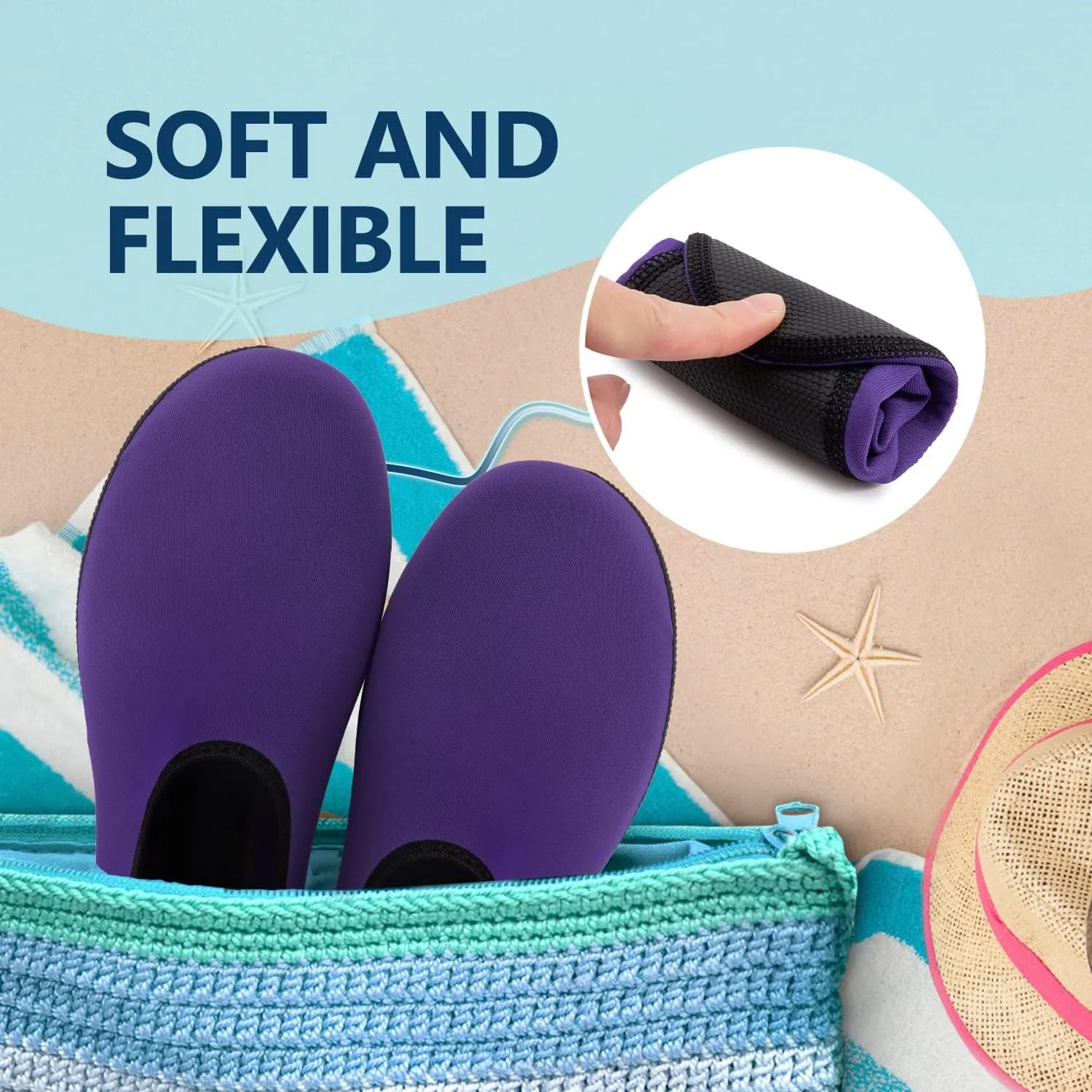 JACKSHIBO Water Shoes for Women Men Swim Shoes Water Socks for Cruise Essentials Swimming Aqua Beach Pool Yoga Surf