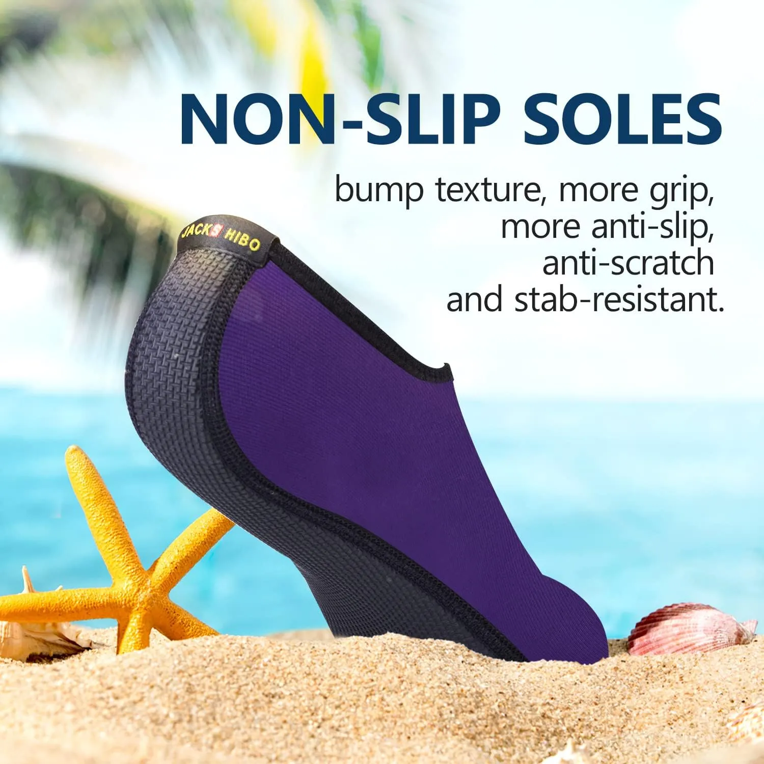 JACKSHIBO Water Shoes for Women Men Swim Shoes Water Socks for Cruise Essentials Swimming Aqua Beach Pool Yoga Surf