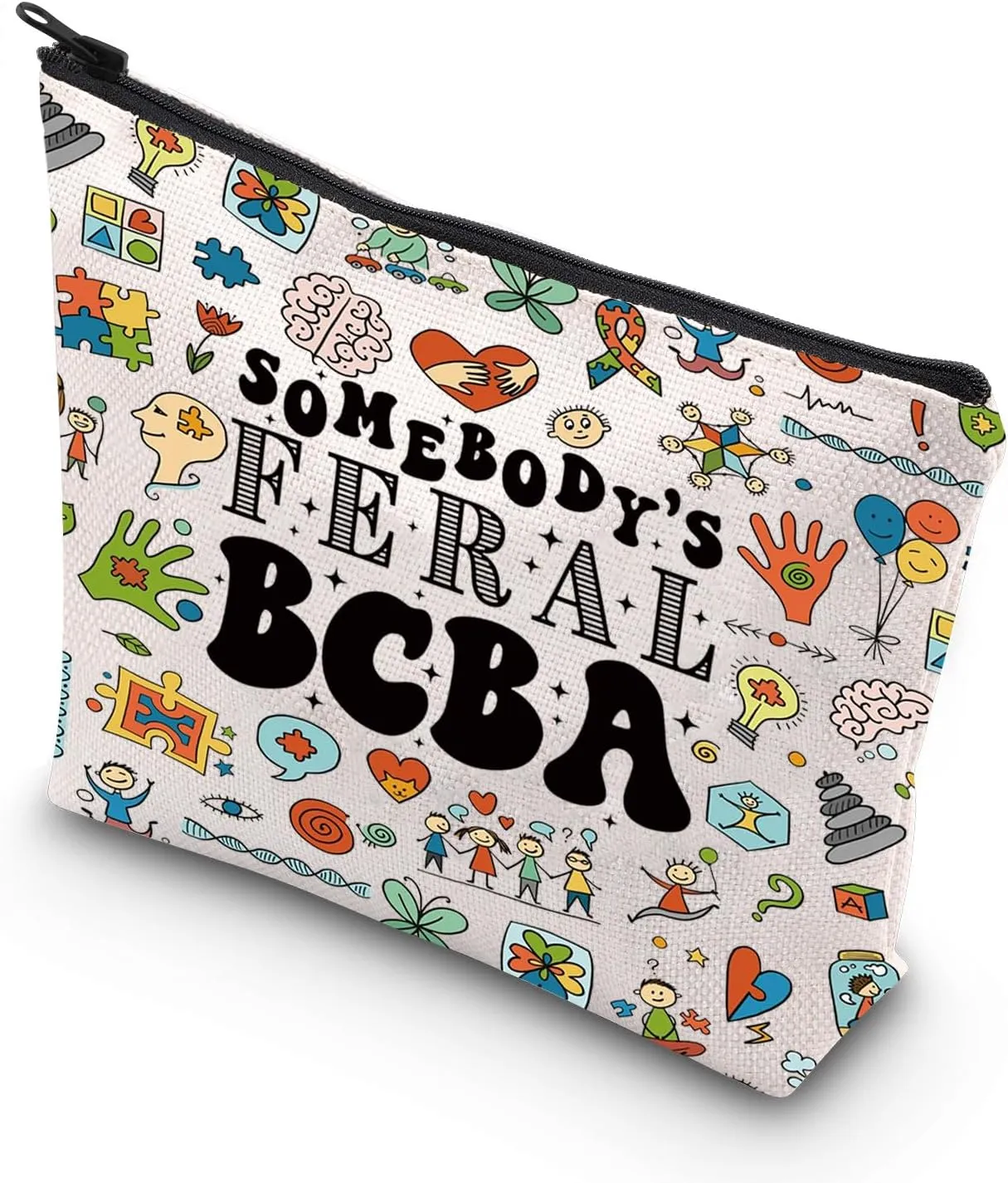 JNIAP BCBA Makeup Bag BCBA Gift Behavior Teacher Gift Behavior Specialist Gift Behavior Analys Cosmetic Bag (BCBA mb)