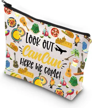 JNIAP Cancun Makeup Bag Cancun Trip Gifts Cancun Mexico Souvenirs Gifts Cancun Travel Bag Cancun Mexico Zipper Pouch (Look Out Cancun)