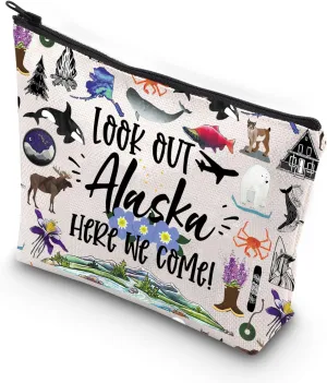 JNIAP Cruising Together Alaska Makeup Bag Alaska Trip Gift Alaska Vacation Gift Alaska Lover Gift Alaskan Cruise Gifts Alaska Travel Bag (Look Out Alaska)