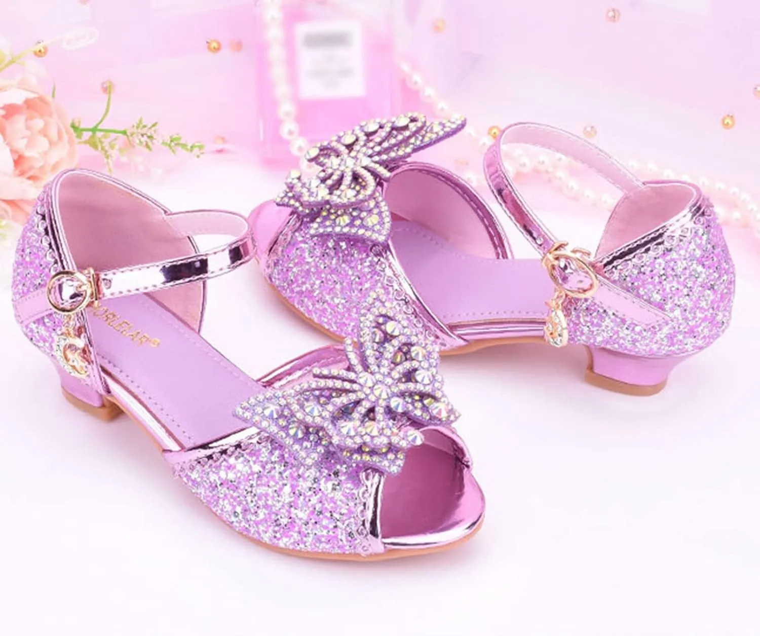 Kids Girls Glitter Butterfly Sandals Sequin hinestone Dress Shoes Little/Big Kids Fashion Girls Slippers Clog