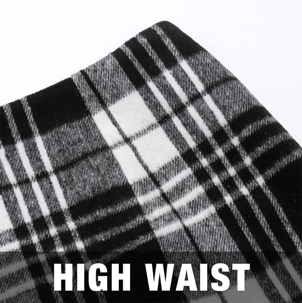 Kinghua Womens Wool Plaid Pencil Skirt Fall Winter High Waisted Slit Bodycon Knee Length Midi Skirt