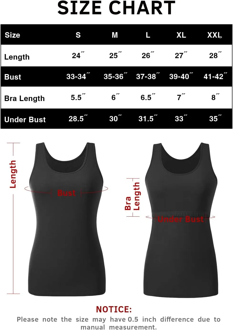 Knuffnee Women Tank Tops with Shelf Bra Cotton Scoop Neck Cami Tank Top Undershirts 3 Pack
