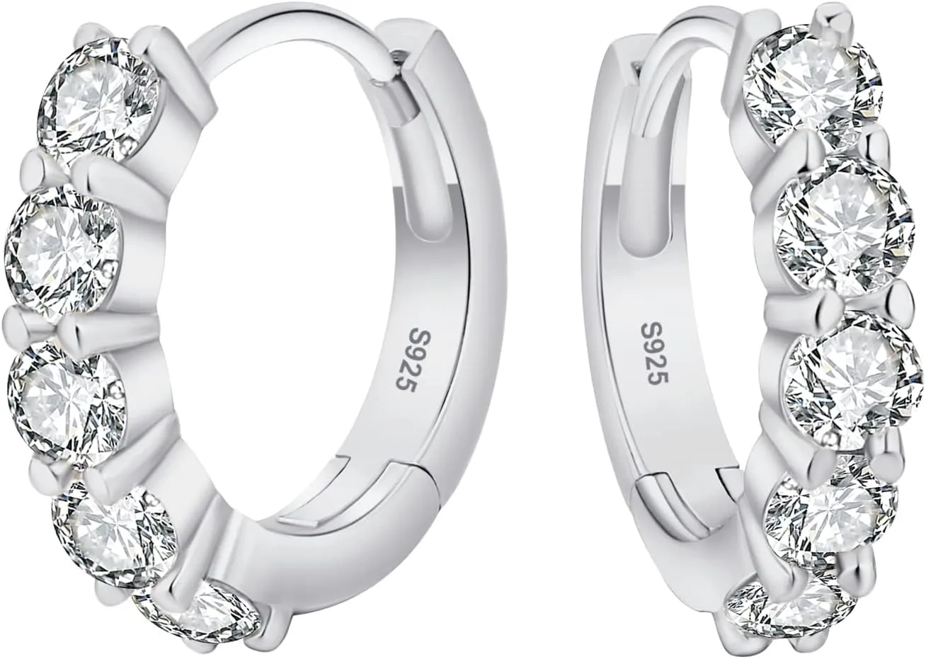 KRKC&CO Moissanite Hoops Earrings for Men, D Color, VVS1, S925 Sterling Silver, Gold Plated Hoops, Brilliant Round For Him,     