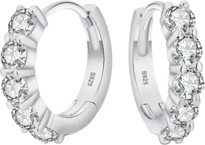 KRKC&CO Moissanite Hoops Earrings for Men, D Color, VVS1, S925 Sterling Silver, Gold Plated Hoops, Brilliant Round For Him,     