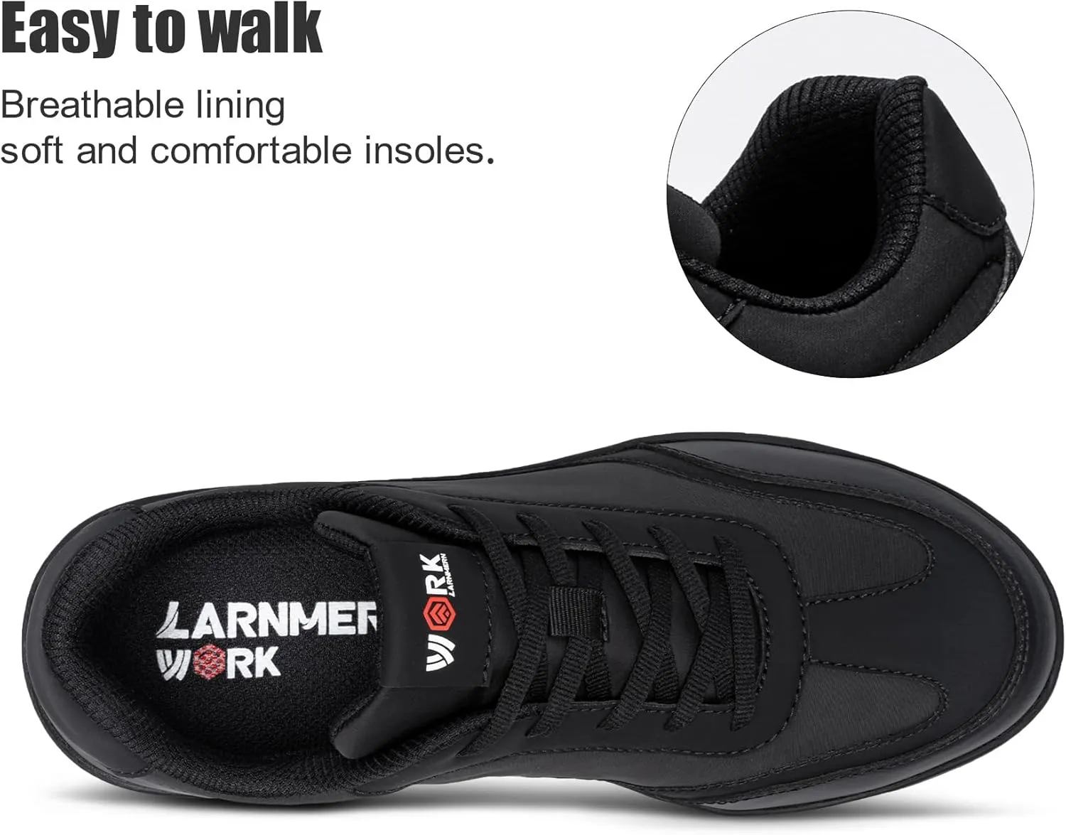 LARNMERN Steel Toe Skate Shoes Men Safety Work Sneakers Wide Toe Box Barefoot Zero Drop Non Slip Shoe
