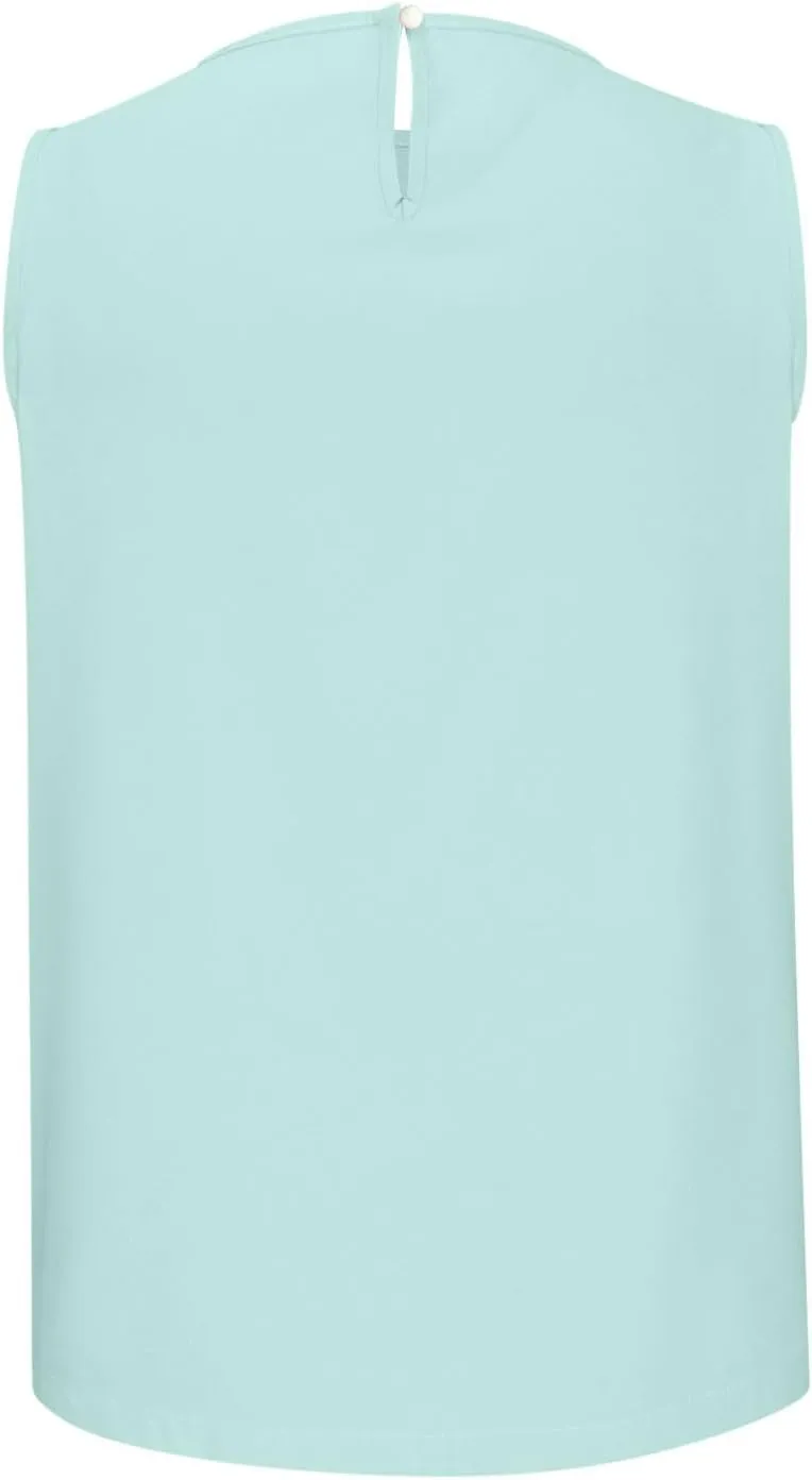 Lastesso Tank Top for Women Summer Vacation Tank Tops Pleated Round Neck Sleeveless Tops Casual Relaxed Fit Flowy Blouses