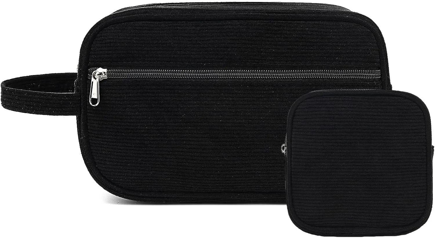 LEDAOU 2Pcs Large Makeup Bag Cosmetic Bag Small Corduroy Makeup Pouch with Zipper Cute Travel Toiletry Essentials for Women Teen Girls
