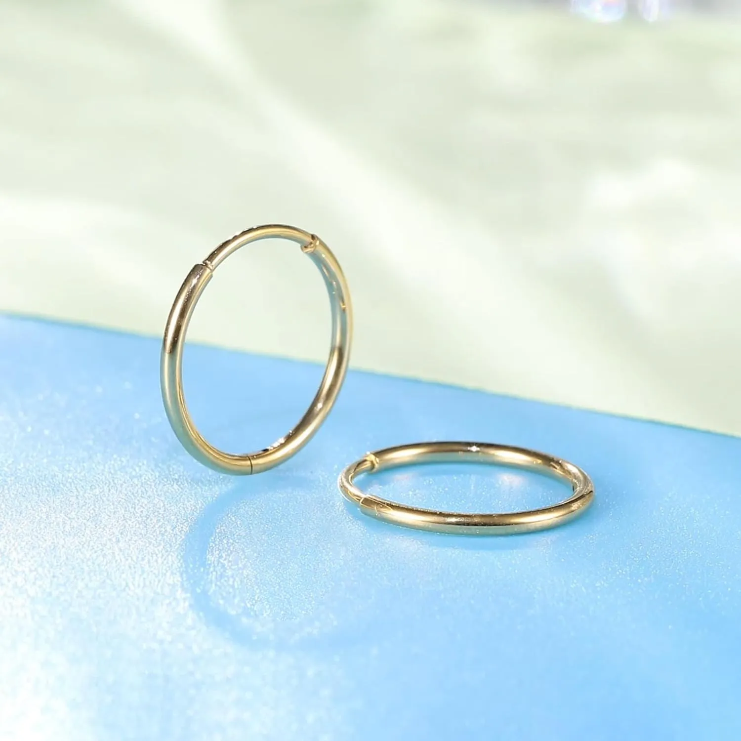 limerencia Small Hoop Earrings for Women, Hypoallergenic Titanium Huggie Hoop Earrings Set G23 Piercings Cartilage Earrings Set for Women Sensitive Ears (No stones Gold, 12mm)